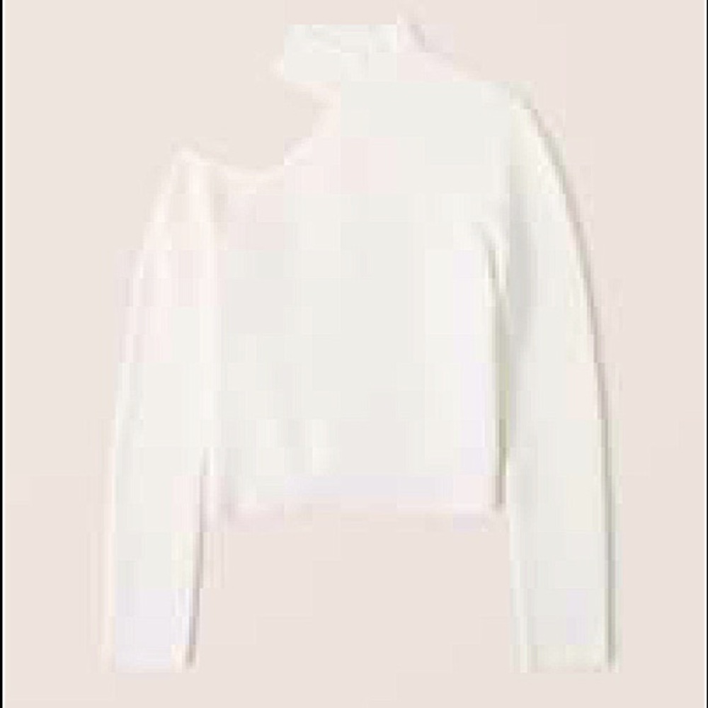 Abercrombie and Fitch Women's LuxeLoft Cutout Slim Mockneck Sweater, White, XS